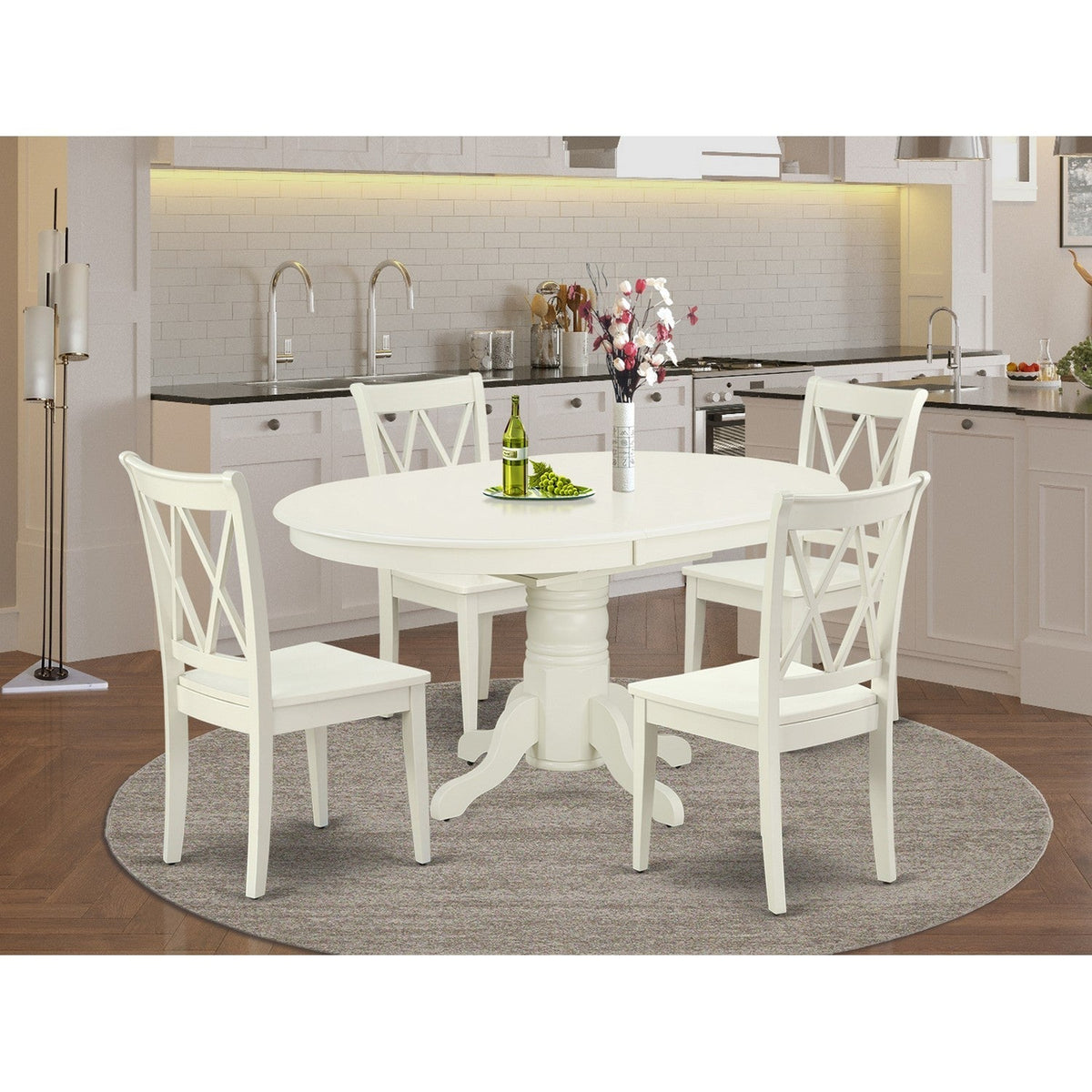 East West Furniture AVCL5-LWH-W Piece Dining Room Furniture Set