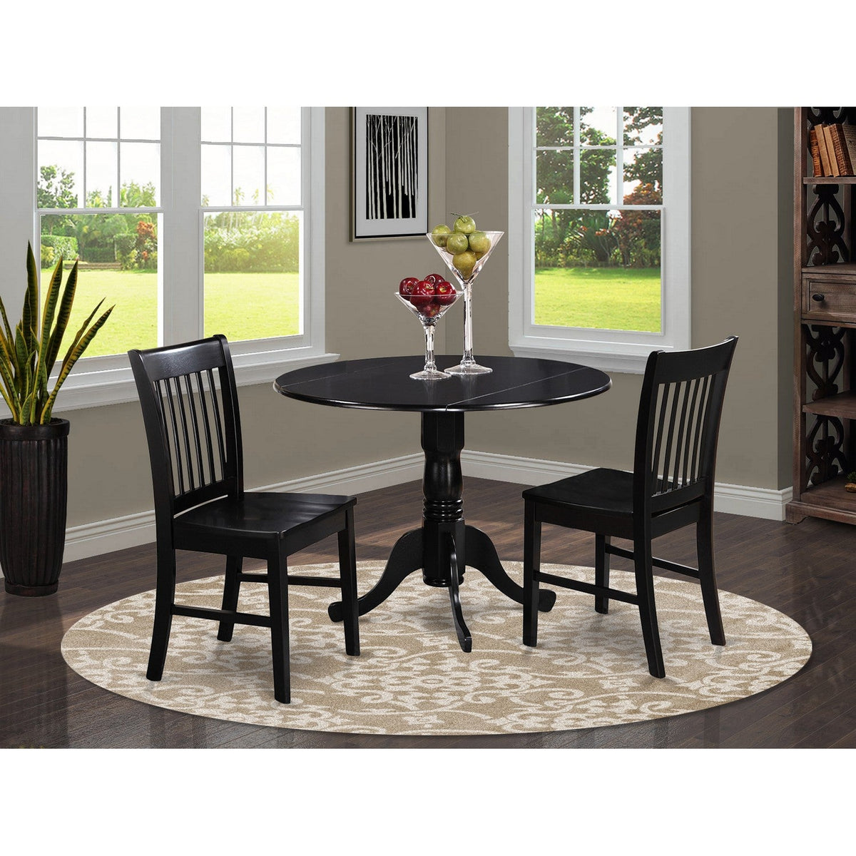 East West Furniture DLNO3-BLK-W Piece Kitchen Table Set for