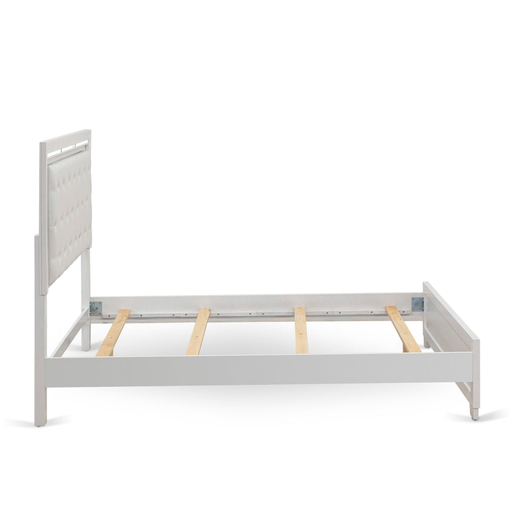 East West Furniture PA05-Q00000 Pandora Wooden Queen Bed - Wood Bed Frame with Adjustable Wood Slat - White Finish