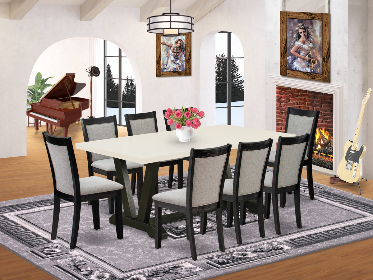 East West Furniture V627MZ650-9 Piece Kitchen Table Set Includes