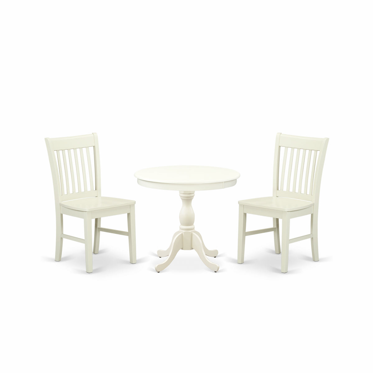 Wood Table and Chairs 3-Piece Set, White