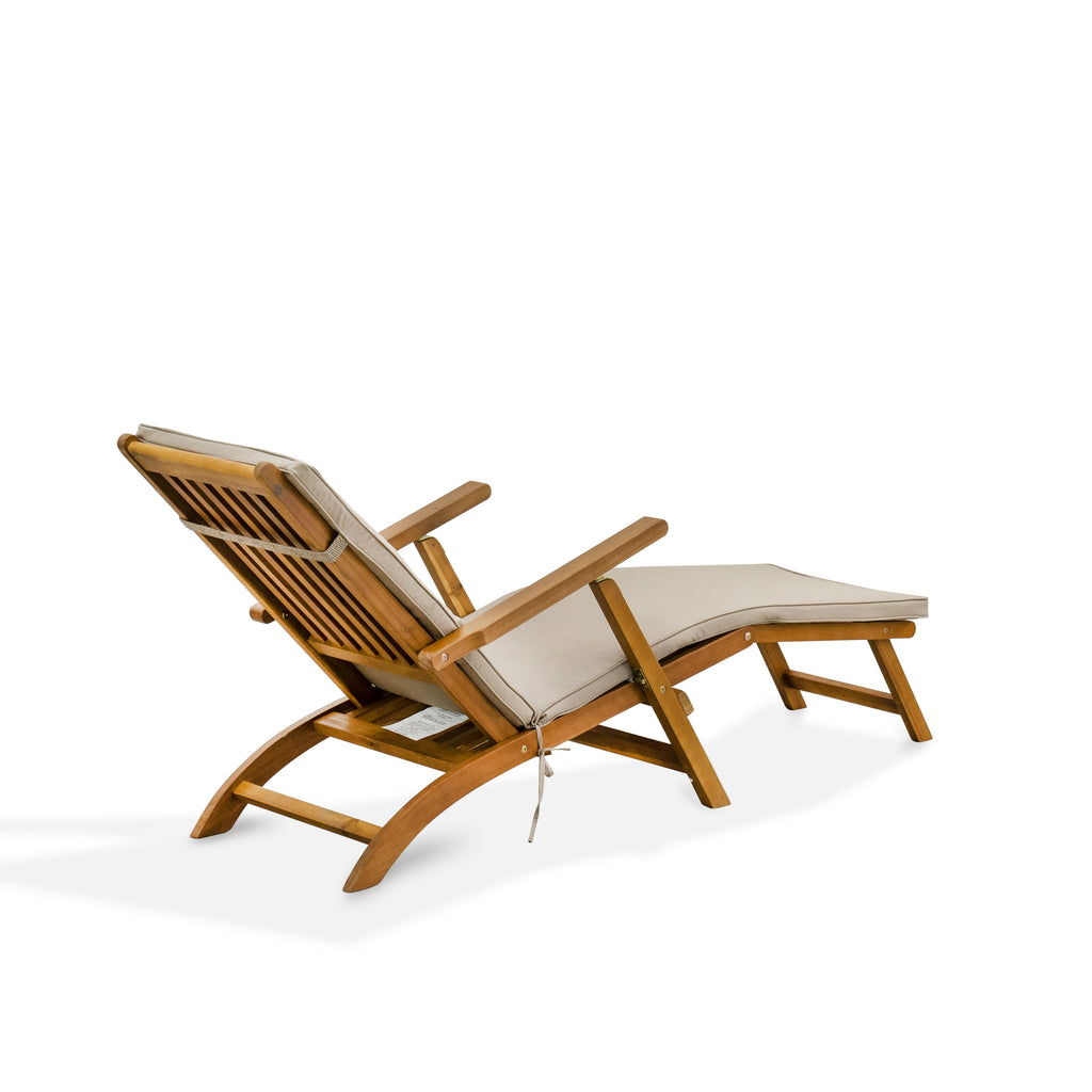 East West Furniture BSLCDNA Salinas Patio Chair Lounge - Outdoor Acacia Wood Sunlounger Chair for Poolside, Deck, Lawn, 59x21x35 Inch, Natural Oil