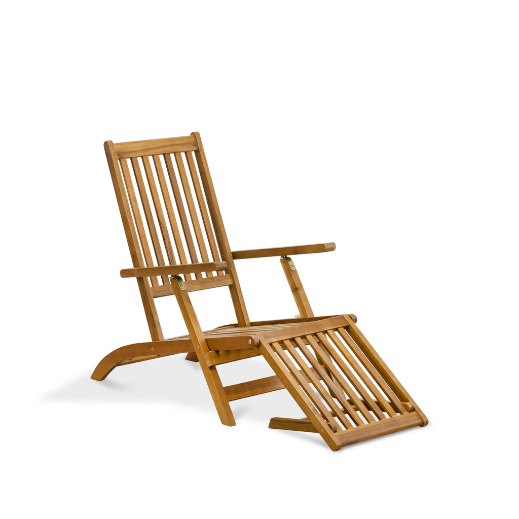 East West Furniture BSLCDNA Salinas Patio Chair Lounge - Outdoor Acacia Wood Sunlounger Chair for Poolside, Deck, Lawn, 59x21x35 Inch, Natural Oil
