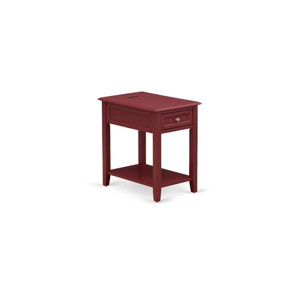 East West Furniture DE-13-ET Denison Night Stand - Rectangle Modern End Table with a Drawer for Bedroom, 24x19 Inch, Burgundy