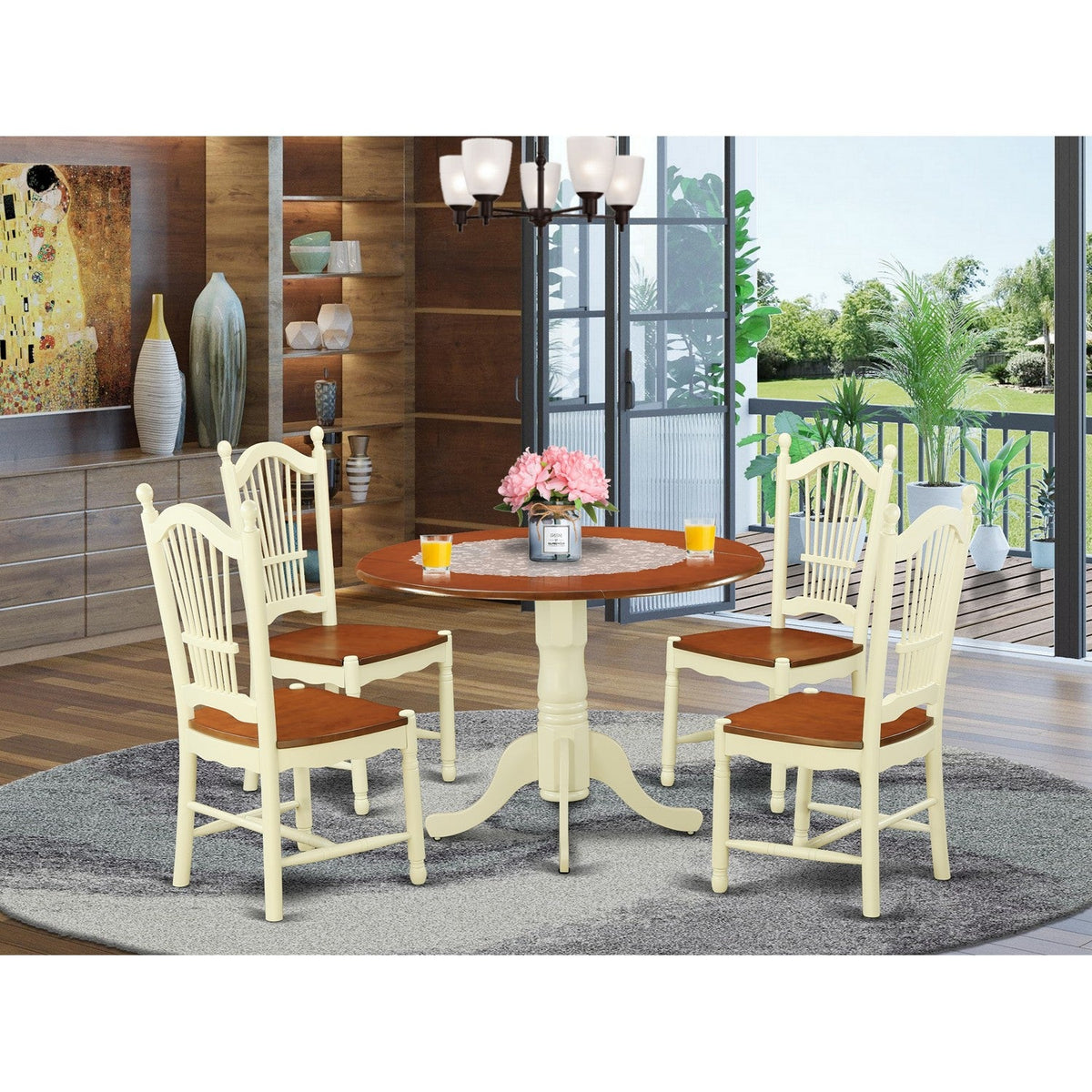 East West Furniture DLDO5 BMK W 5 Piece Kitchen Table Set for 4