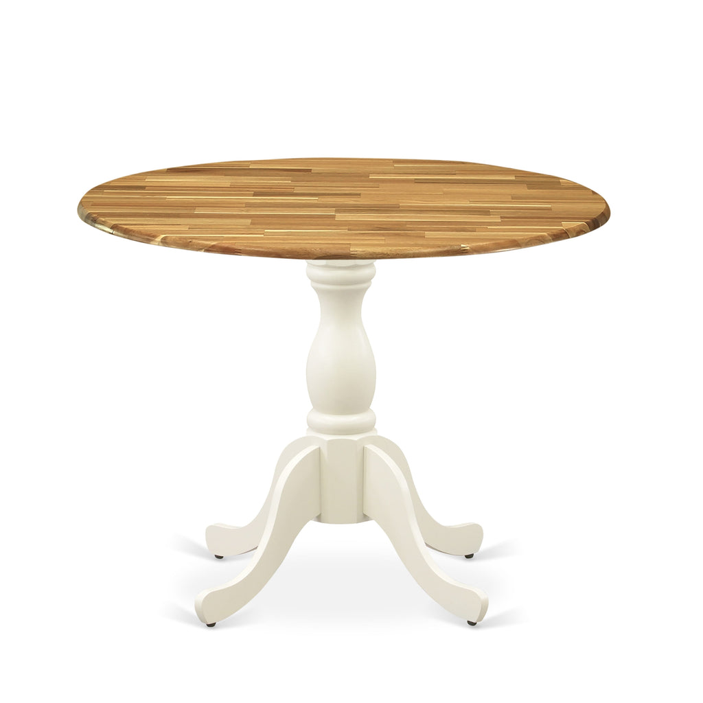 East West Furniture DST-NLW-TP Dublin Modern Kitchen Table - a Round Dining Table Top with Dropleaf & Pedestal Base, 42x42 Inch, Multi-Color