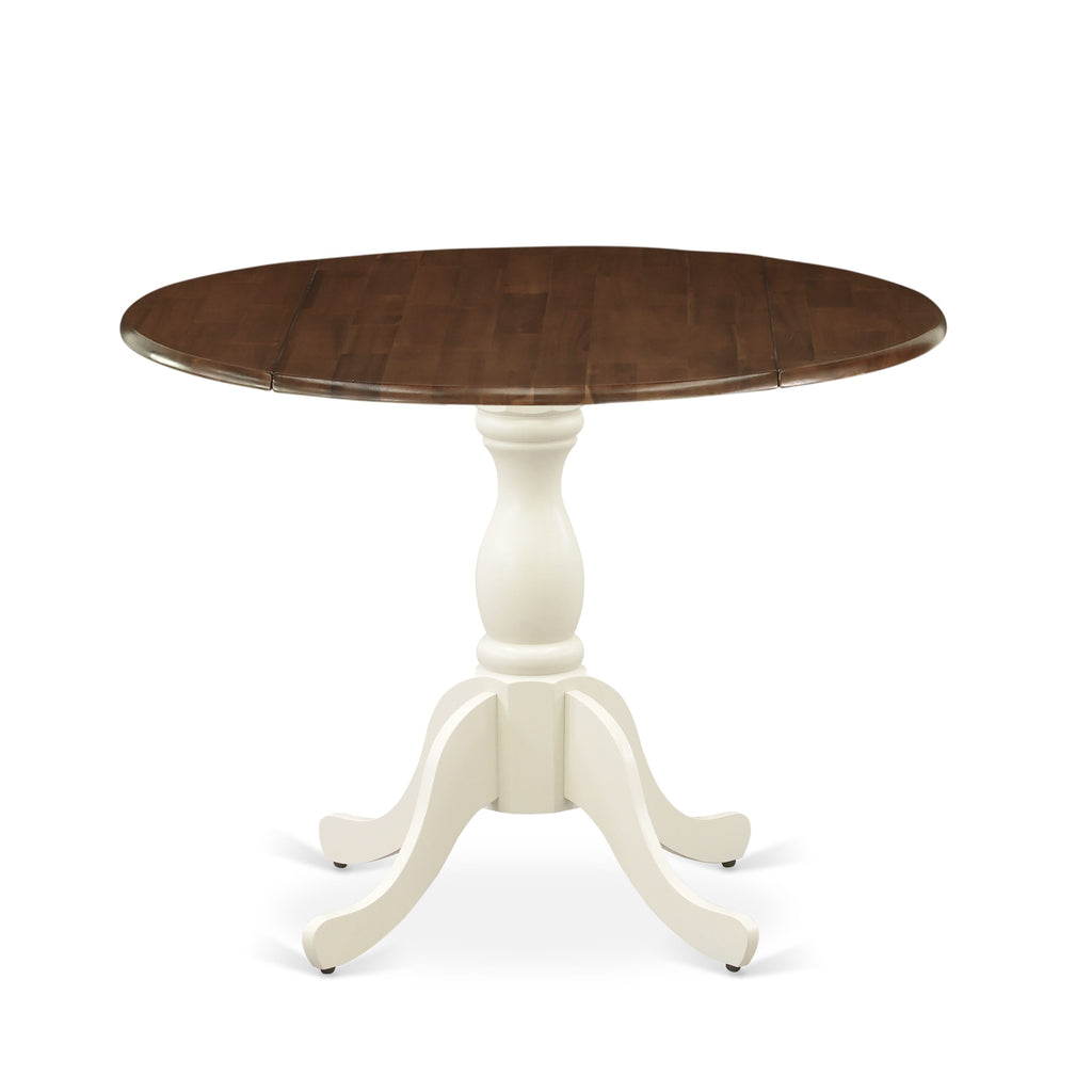 East West Furniture DST-WLW-TP Dublin Modern Dining Table - a Round Kitchen Table Top with Dropleaf & Pedestal Base, 42x42 Inch, Multi-Color