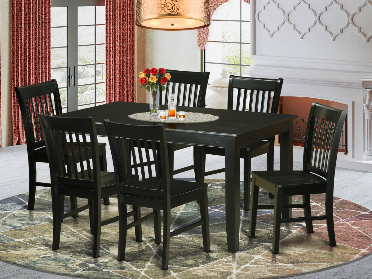 East West Furniture DUNO7-BLK-W Piece Kitchen Table Set Consist