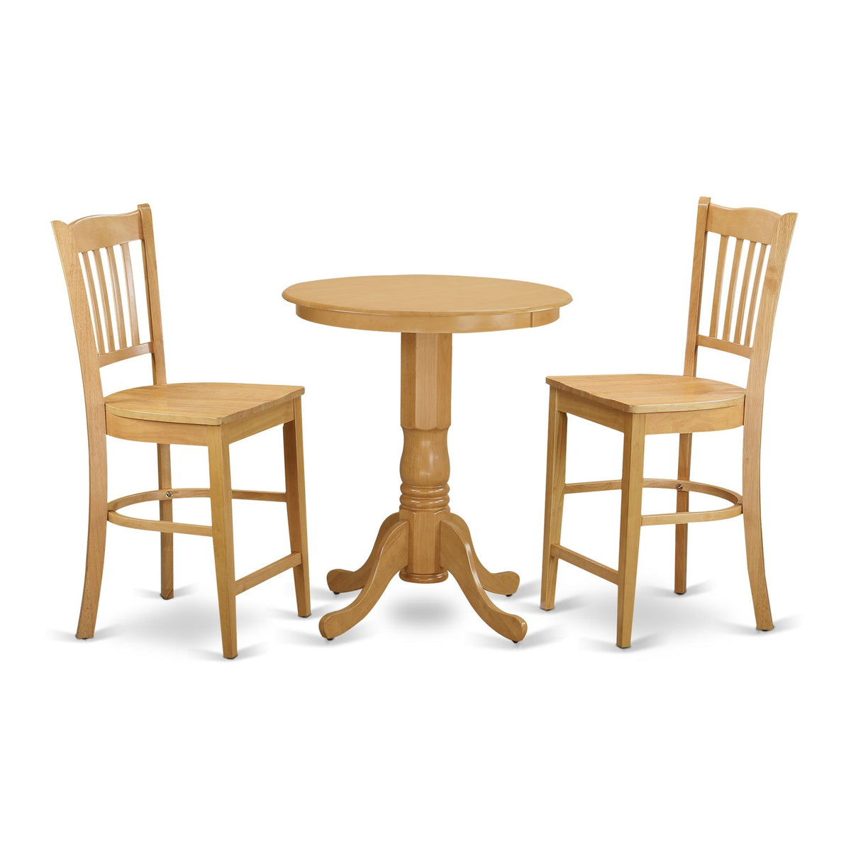 East West Furniture EDGR3-WHI-W Eden - Juego de encimera de cocina de 3  piezas para espacios pequeños contiene una mesa redonda con pedestal y 2