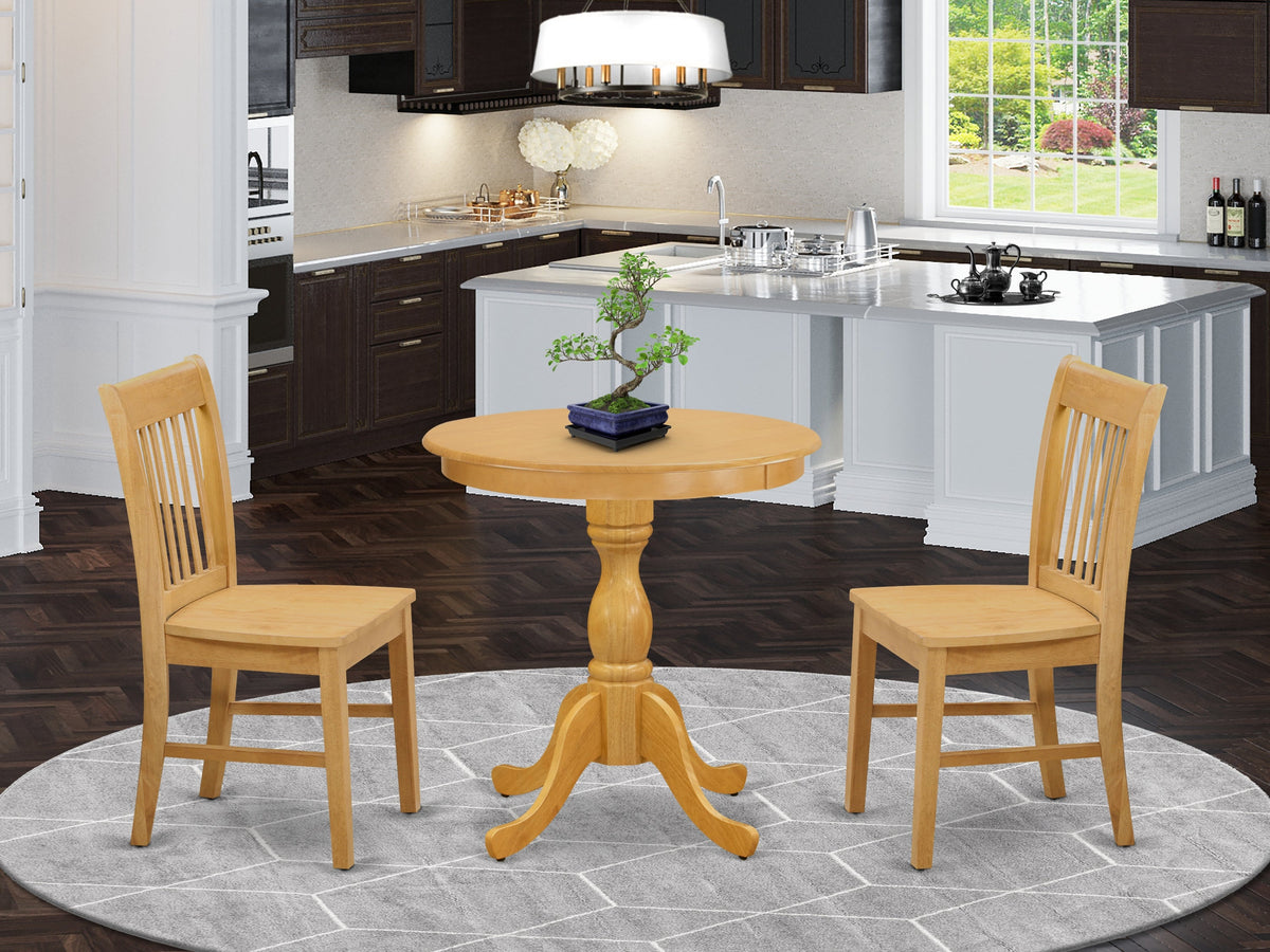 East West Furniture ESNF3-OAK-W Piece Dining Set Contains a