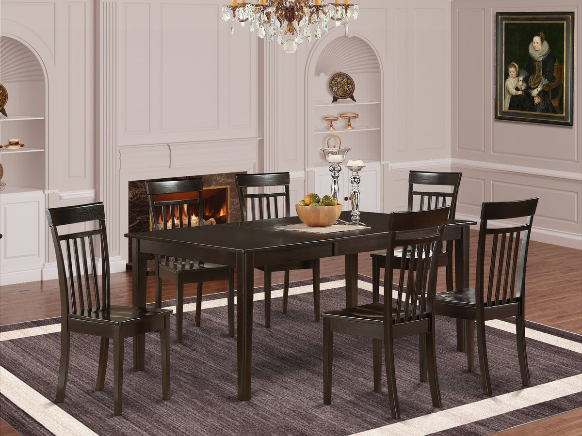 East West Furniture HECA7-CAP-W Piece Dining Room Furniture Set