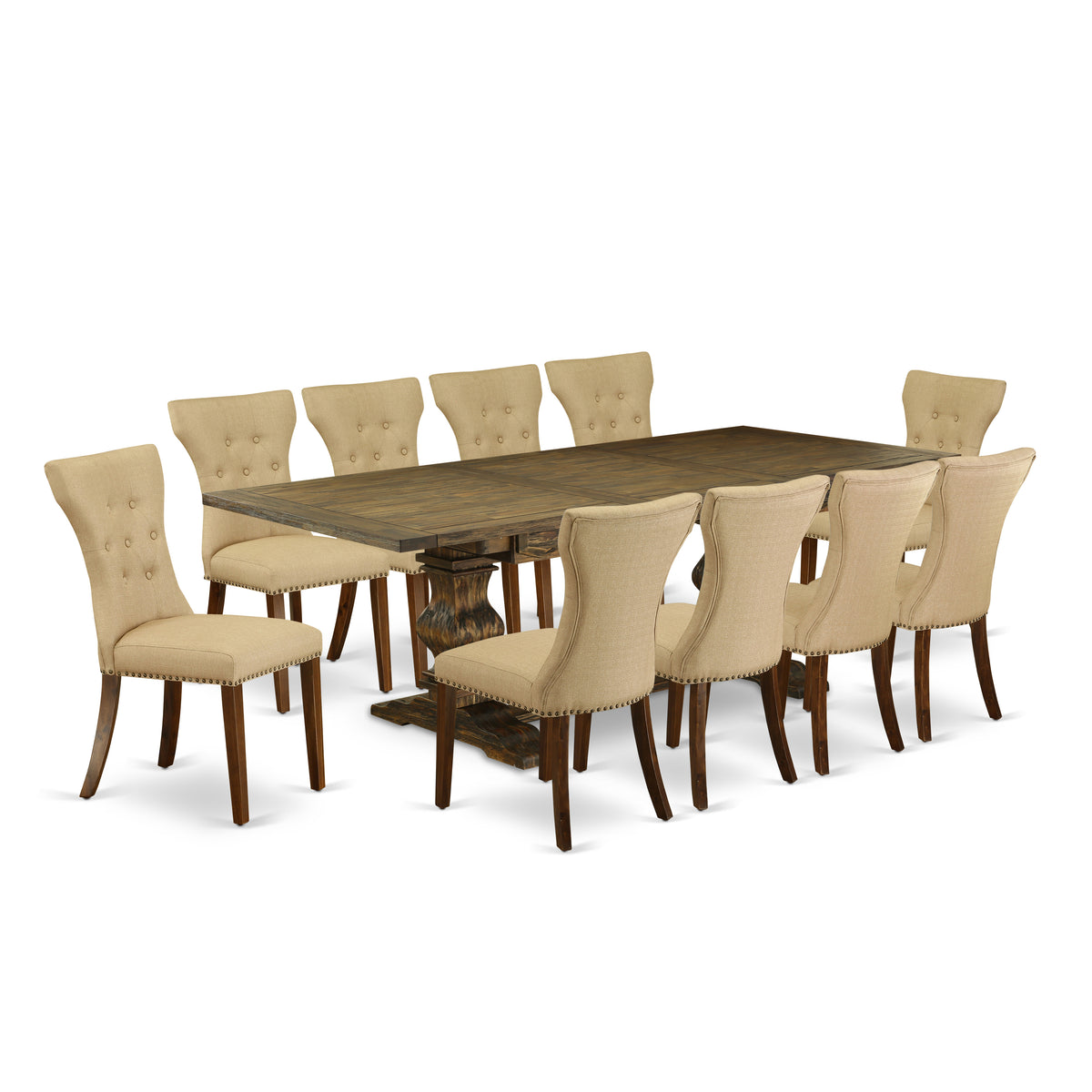 East West Furniture Capri 7-piece Wood Dinette Table Set in Mahogany East West Furniture Capri 7-piece Wood Dinette Table Set in Mahogany
