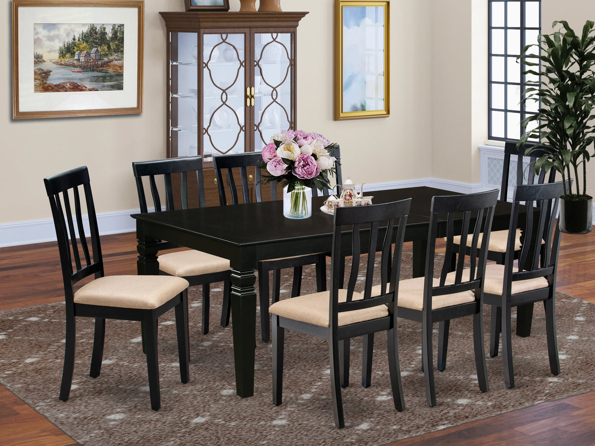 East West Furniture LGAN9-BLK-C Piece Dining Room Table Set