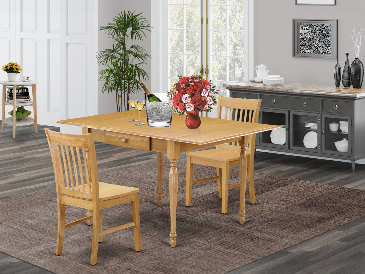 East West Furniture MZNO3-OAK-W Piece Kitchen Table Set for