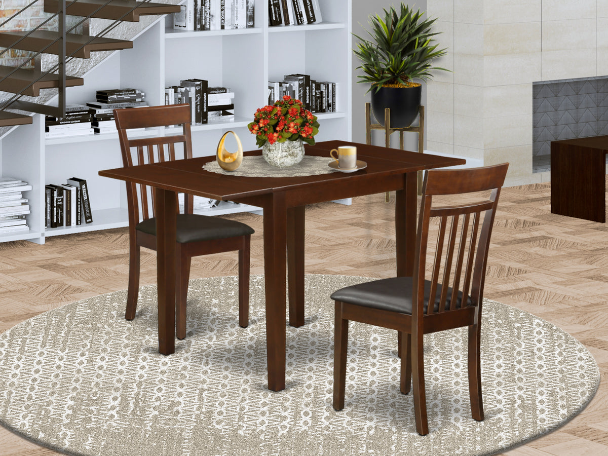 East West Furniture NDCA3-MAH-LC Piece Dinette Set for Small