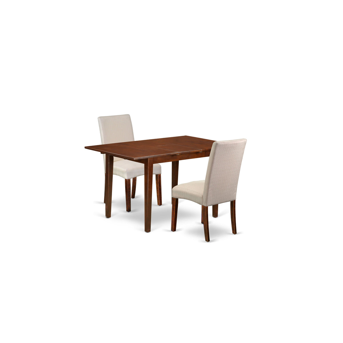 East West Furniture Javn3-Mah-Lc - Set Da 3 Pezzi Con Tavolo Da Pub E 2 Sedie Da Banco In Legno Di Gomma E Similpelle, Finitura Mogano