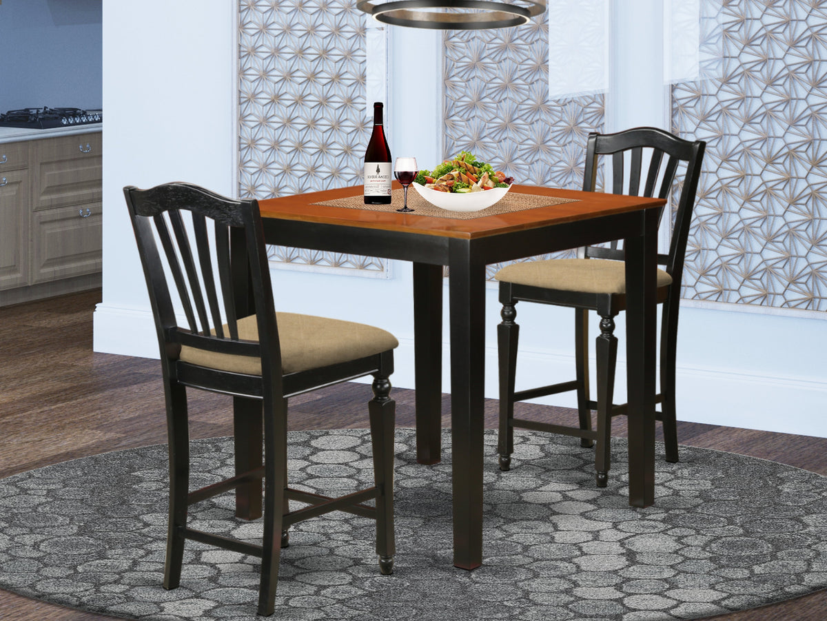 Square 36 High Dining Table East West Furniture PBCH3-BLK-C Piece Kitchen Counter Height