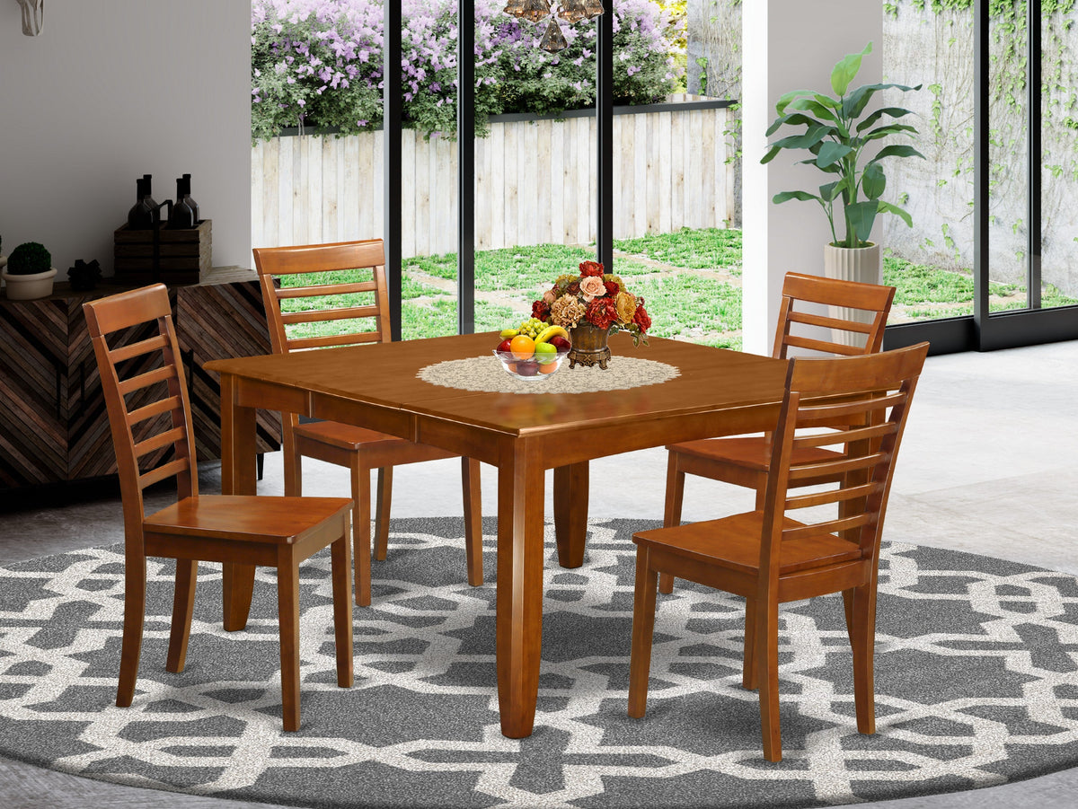 East West Furniture PFML5-SBR-W Piece Dining Table Set for