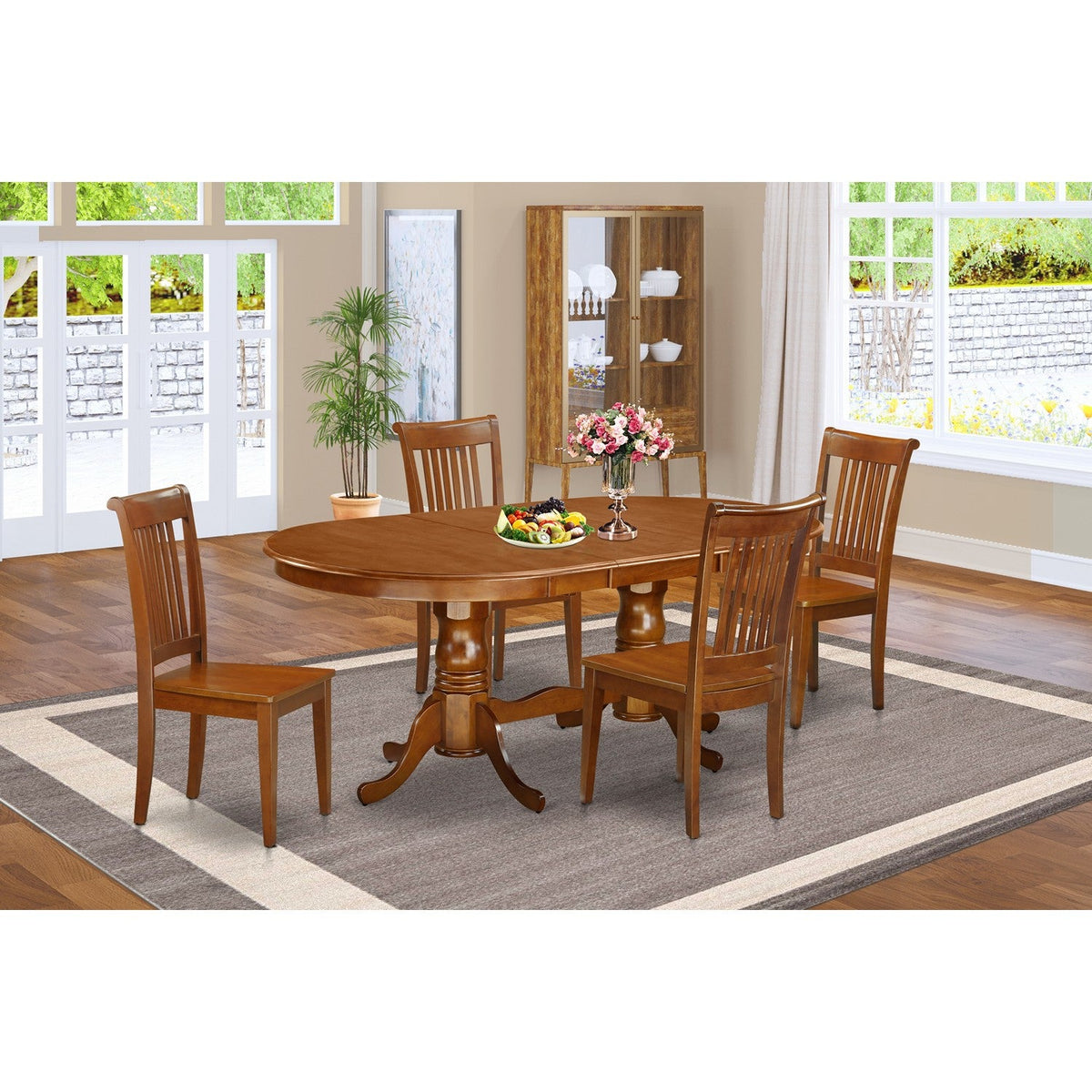 East West Furniture PLPO5-SBR-W 5 Piece Kitchen Table Set for 4