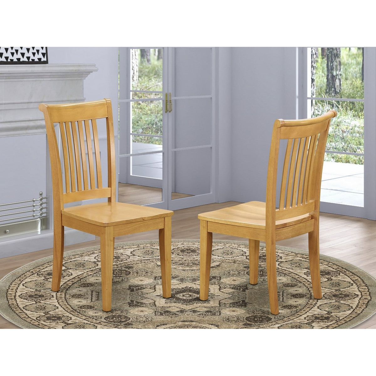  East West Furniture POC-SBR-C Portland - Sillas de madera  tapizadas de tela de lino : Hogar y Cocina
