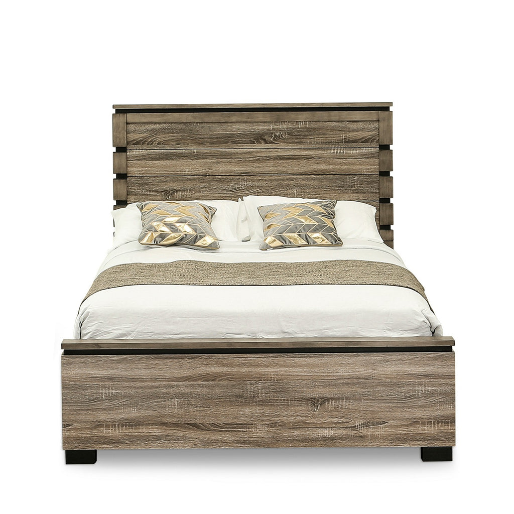 East West Furniture Savona 3 Piece Queen Size Bedroom Set in Antique Gray Finish with Queen Bed, ,Dresser, Mirror,