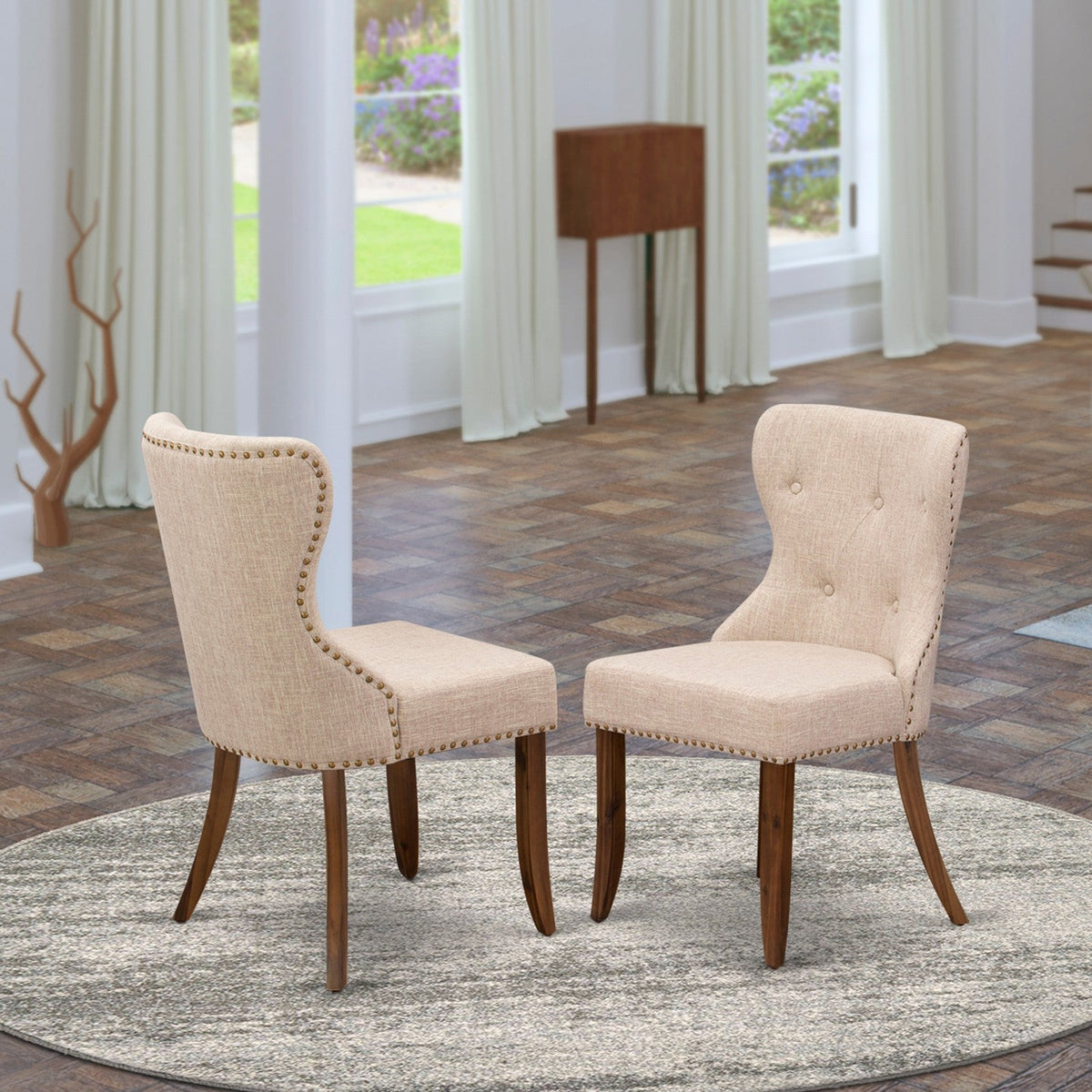 East West Furniture SIP8T04 Sion Parsons Dining Chairs - Button 