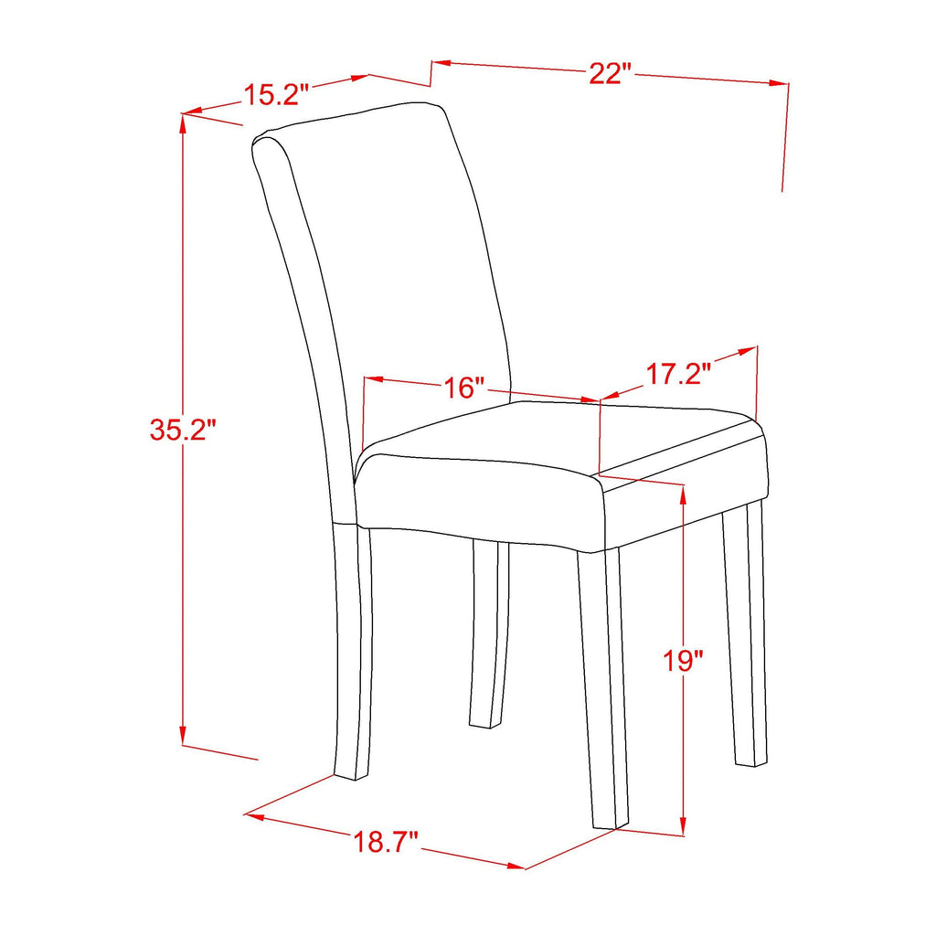 East West Furniture 5-Pc Dining Table Set Includes 4 Parson dining chairs with Upholstered Seat and High Back and a Rectangular Dining Table - Linen White Finish