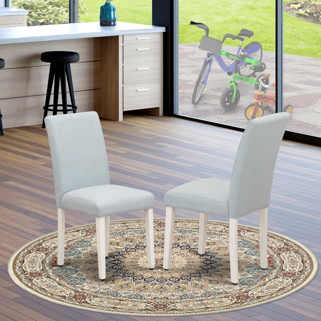 East West Furniture ABP0T15 Abbott Parson Dining Chairs - Baby Blue Linen Fabric Upholstered Chairs