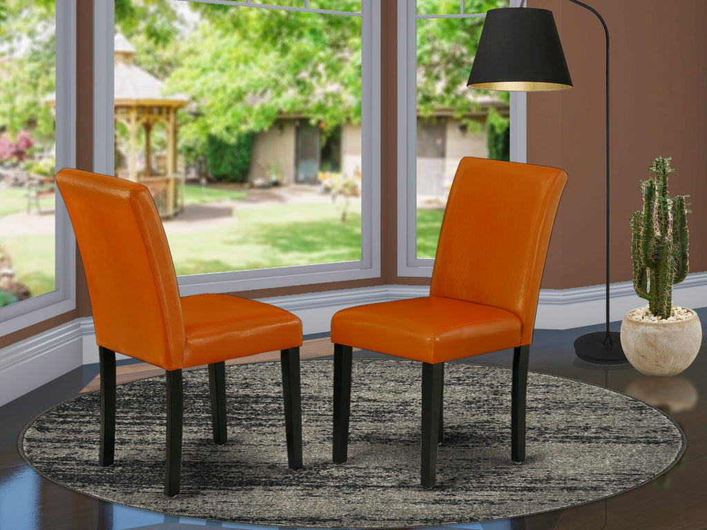 East West Furniture ABP1T61 Abbott Parson Dining Chairs - Baked Bean Faux Leather Upholstered Chairs