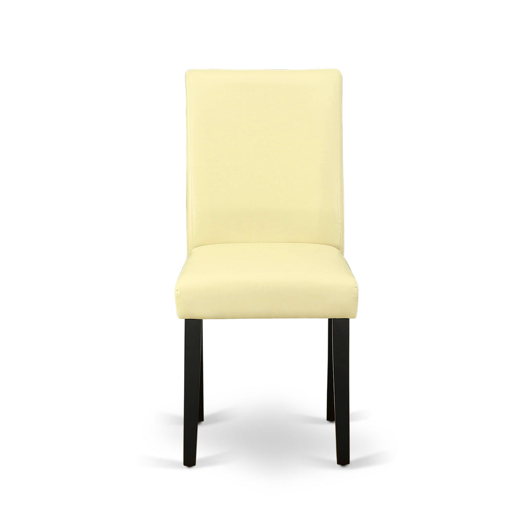 East West Furniture ABP1T73 Abbott Parson Dining Room Chairs - Eggnog Faux Leather Upholstered Chairs
