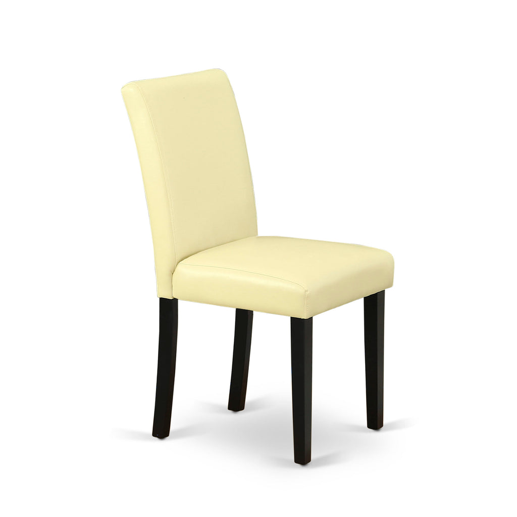East West Furniture ABP1T73 Abbott Parson Dining Room Chairs - Eggnog Faux Leather Upholstered Chairs