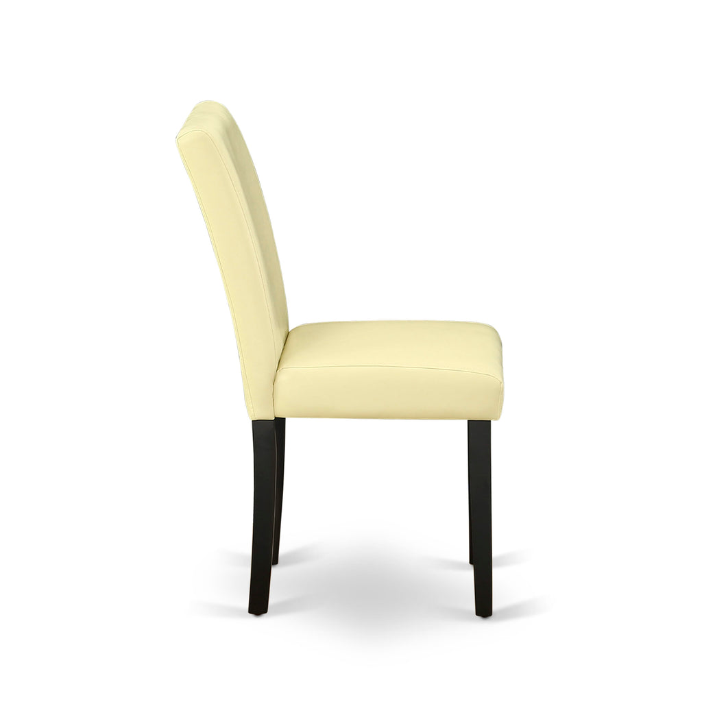 East West Furniture ABP1T73 Abbott Parson Dining Room Chairs - Eggnog Faux Leather Upholstered Chairs