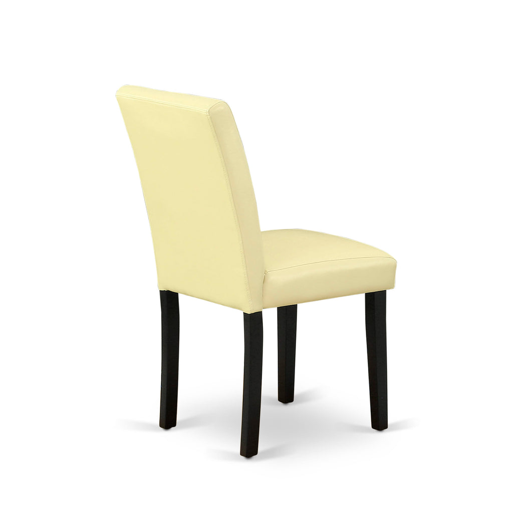 East West Furniture ABP1T73 Abbott Parson Dining Room Chairs - Eggnog Faux Leather Upholstered Chairs