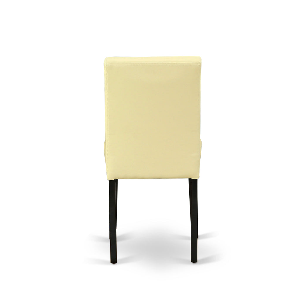 East West Furniture ABP1T73 Abbott Parson Dining Room Chairs - Eggnog Faux Leather Upholstered Chairs