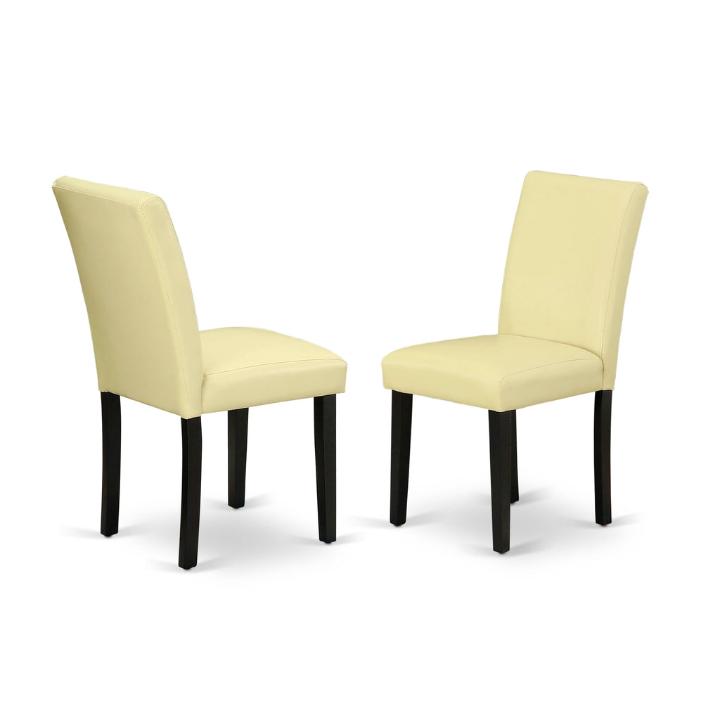 East West Furniture ABP1T73 Abbott Parson Dining Room Chairs - Eggnog Faux Leather Upholstered Chairs