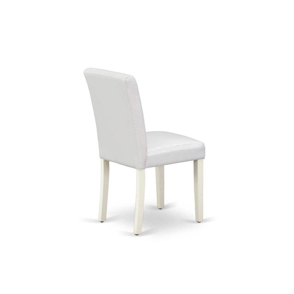 East West Furniture ABP2T64 Abbott Classic Parson Dining Chairs - White Faux Leather Upholstered Chairs