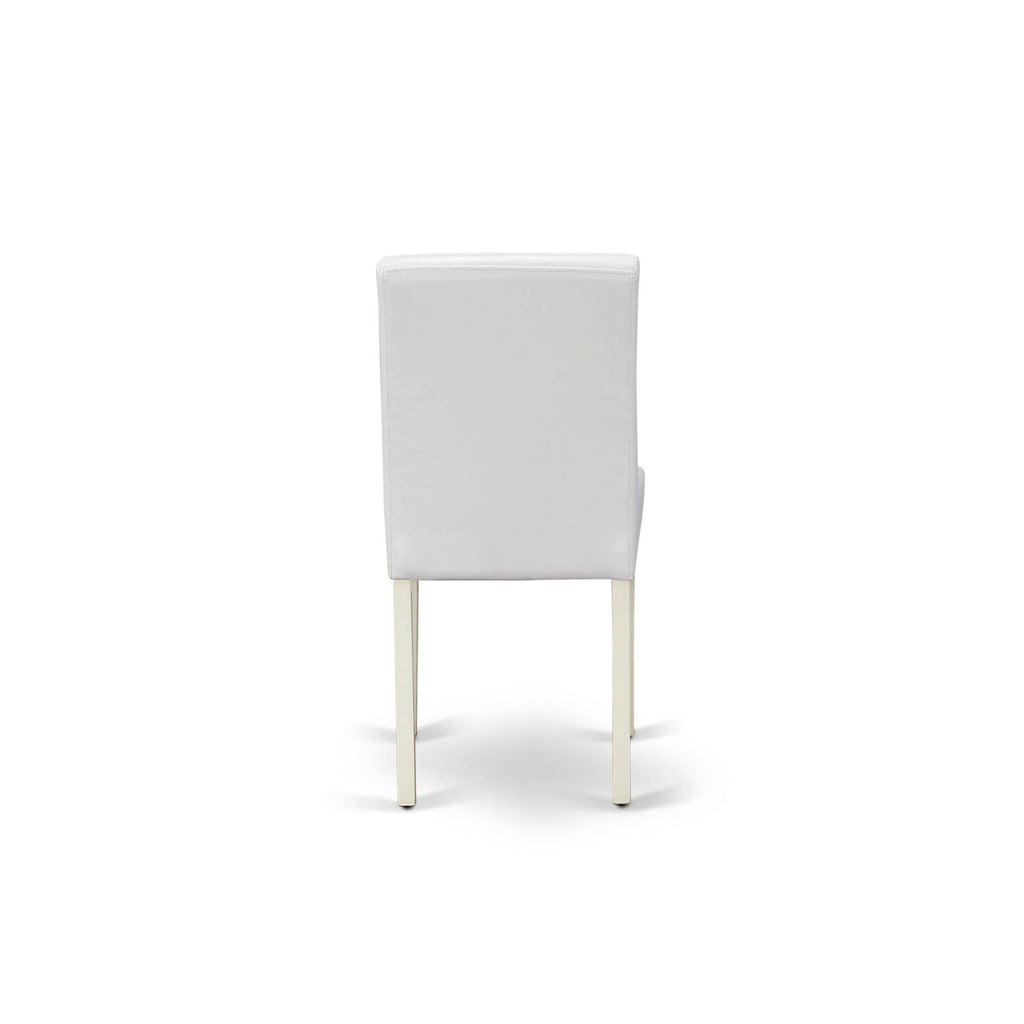 East West Furniture ABP2T64 Abbott Classic Parson Dining Chairs - White Faux Leather Upholstered Chairs