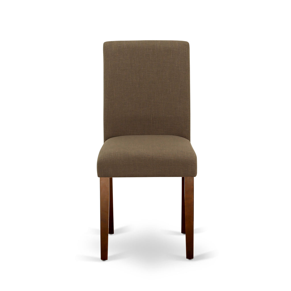 East West Furniture ABP3T18 Abbott Parson Dining Chairs - Coffee Linen Fabric Padded Chairs