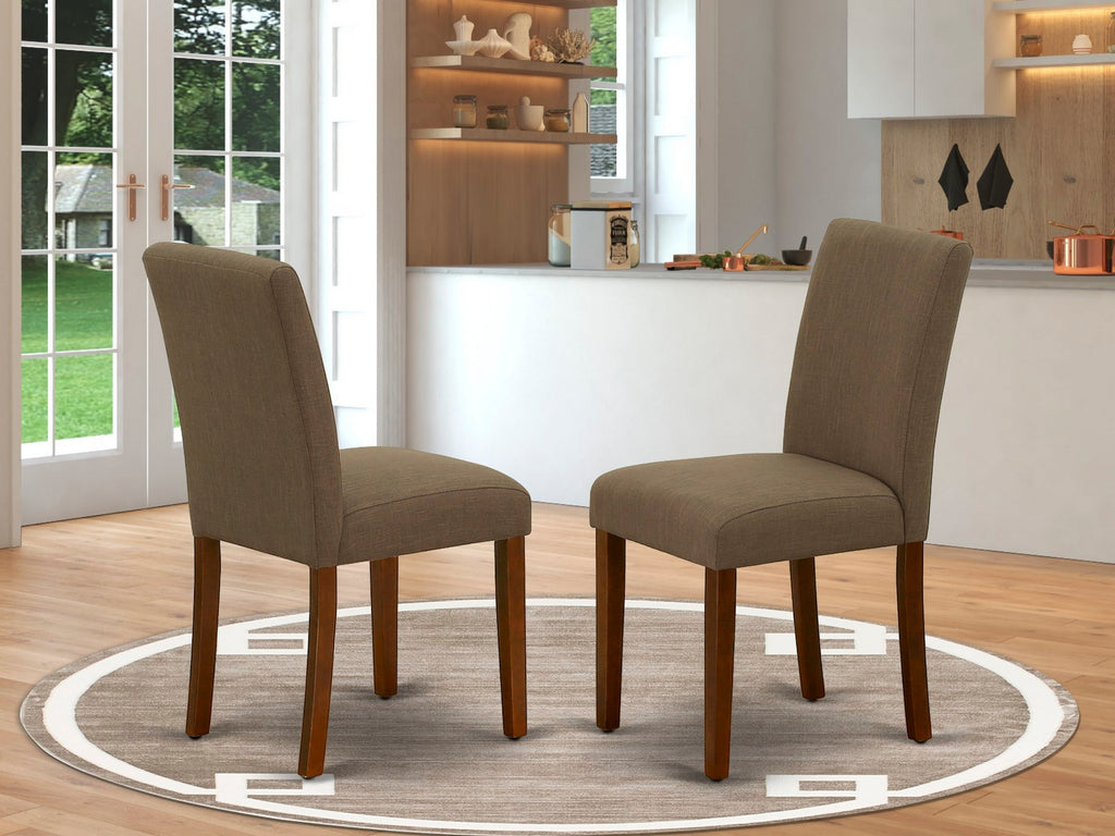 East West Furniture ABP3T18 Abbott Parson Dining Chairs - Coffee Linen Fabric Padded Chairs