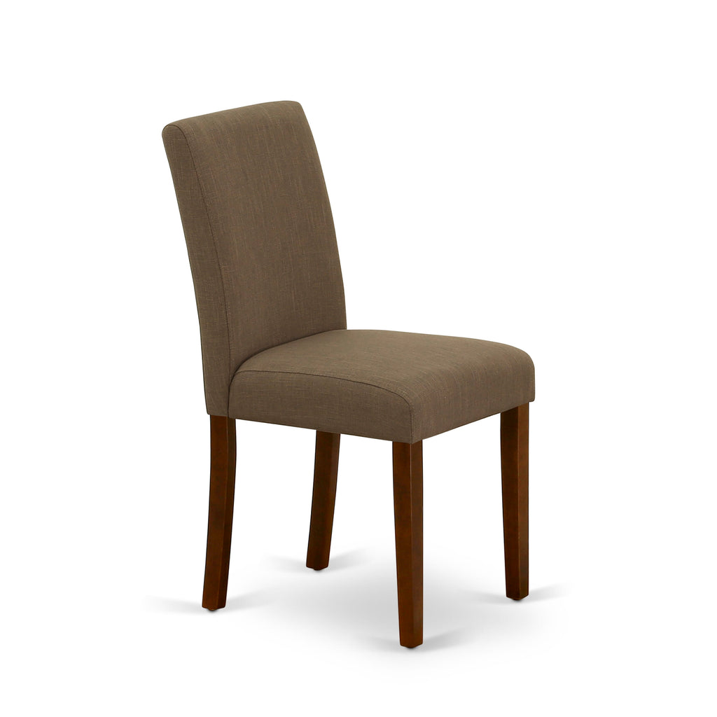 East West Furniture ABP3T18 Abbott Parson Dining Chairs - Coffee Linen Fabric Padded Chairs