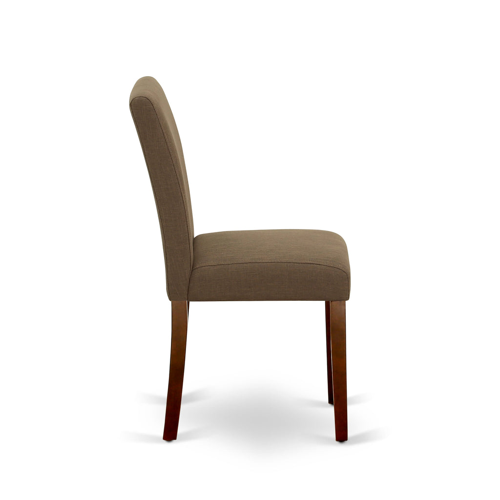 East West Furniture ABP3T18 Abbott Parson Dining Chairs - Coffee Linen Fabric Padded Chairs
