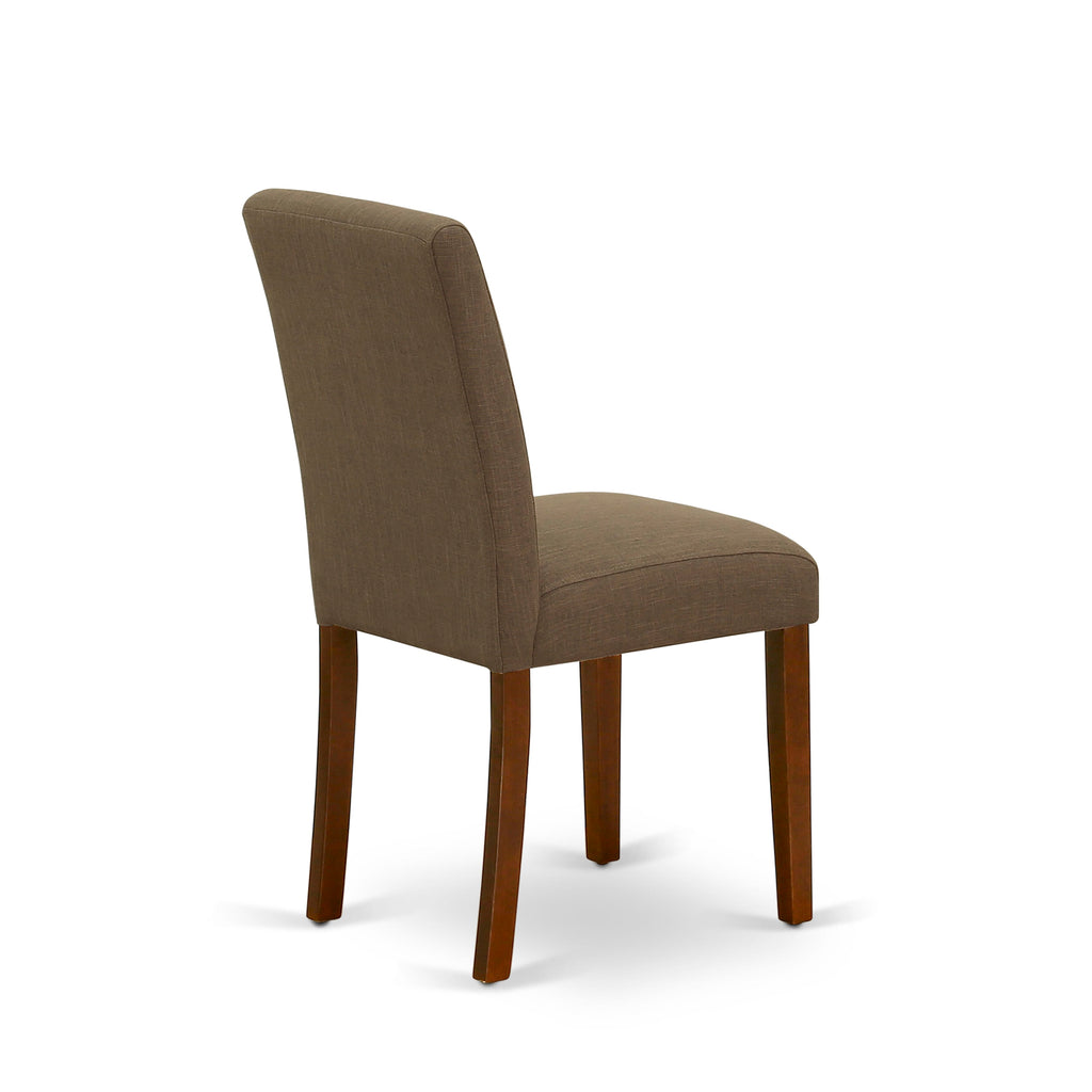 East West Furniture ABP3T18 Abbott Parson Dining Chairs - Coffee Linen Fabric Padded Chairs