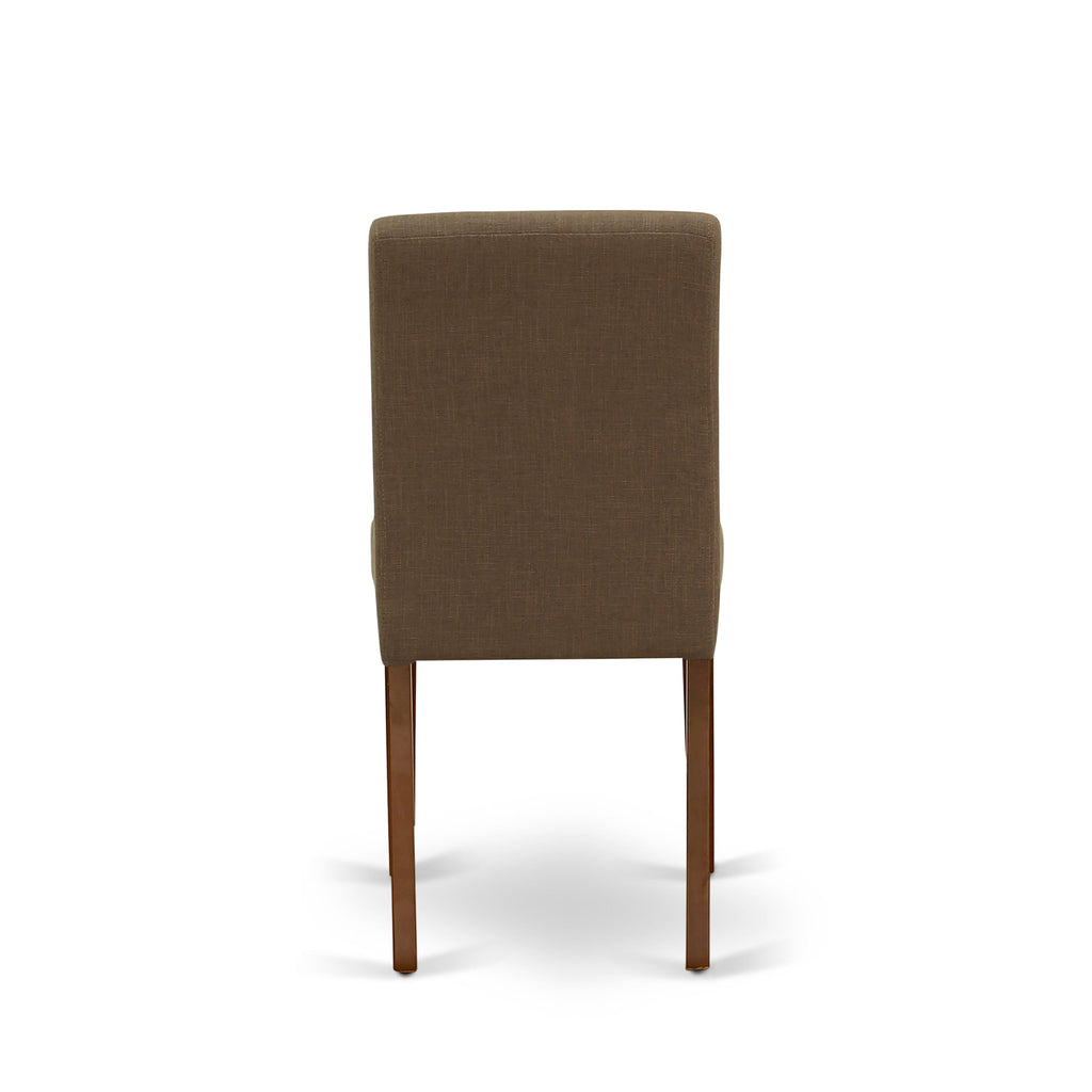 East West Furniture ABP3T18 Abbott Parson Dining Chairs - Coffee Linen Fabric Padded Chairs