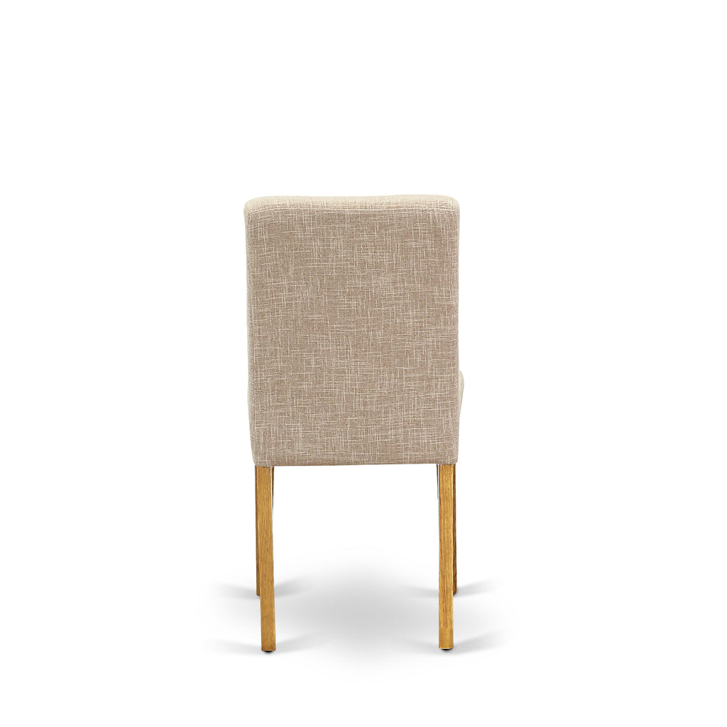 East West Furniture ABP4T04 Abbott Parson Dining Chairs - Light Tan Linen Fabric Padded Dinette Chairs