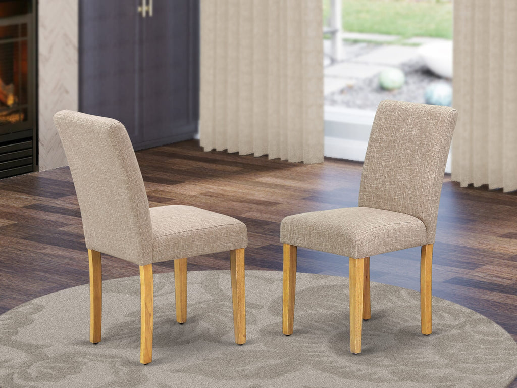 East West Furniture ABP4T04 Abbott Parson Dining Chairs - Light Tan Linen Fabric Padded Dinette Chairs