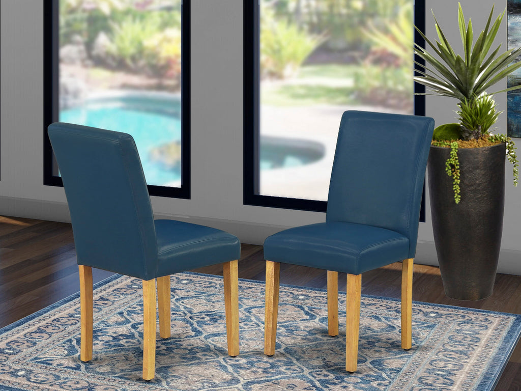 East West Furniture ABP4T55 Abbott Parson Kitchen Chairs - Oasis Blue Faux Leather Padded Dining Chairs
