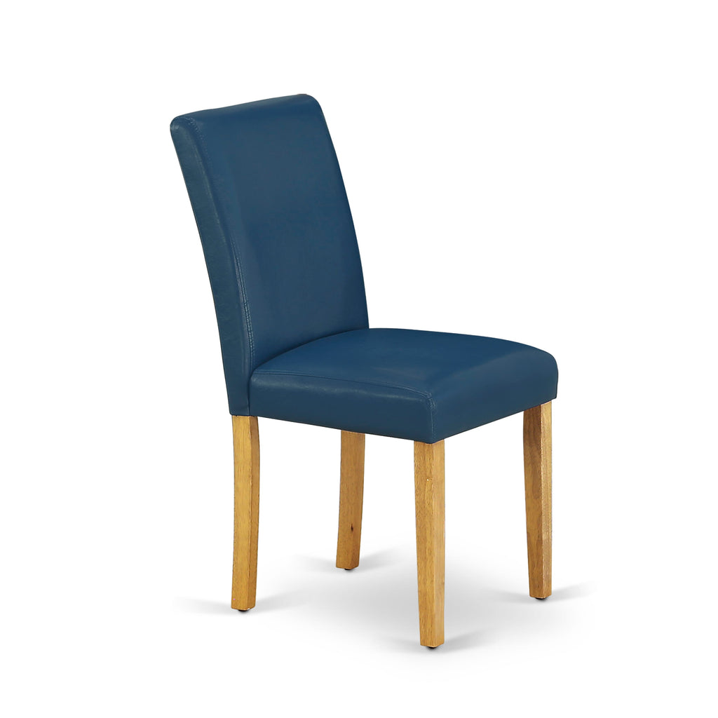 East West Furniture ABP4T55 Abbott Parson Kitchen Chairs - Oasis Blue Faux Leather Padded Dining Chairs