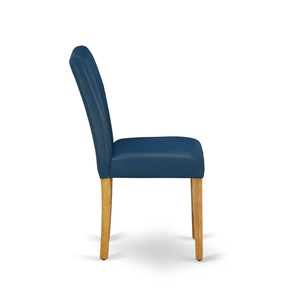East West Furniture ABP4T55 Abbott Parson Kitchen Chairs - Oasis Blue Faux Leather Padded Dining Chairs