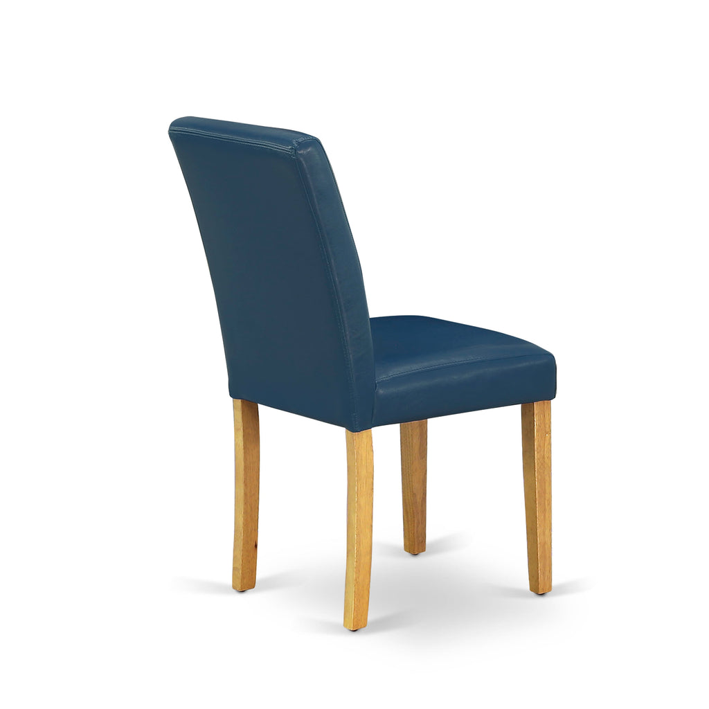 East West Furniture ABP4T55 Abbott Parson Kitchen Chairs - Oasis Blue Faux Leather Padded Dining Chairs