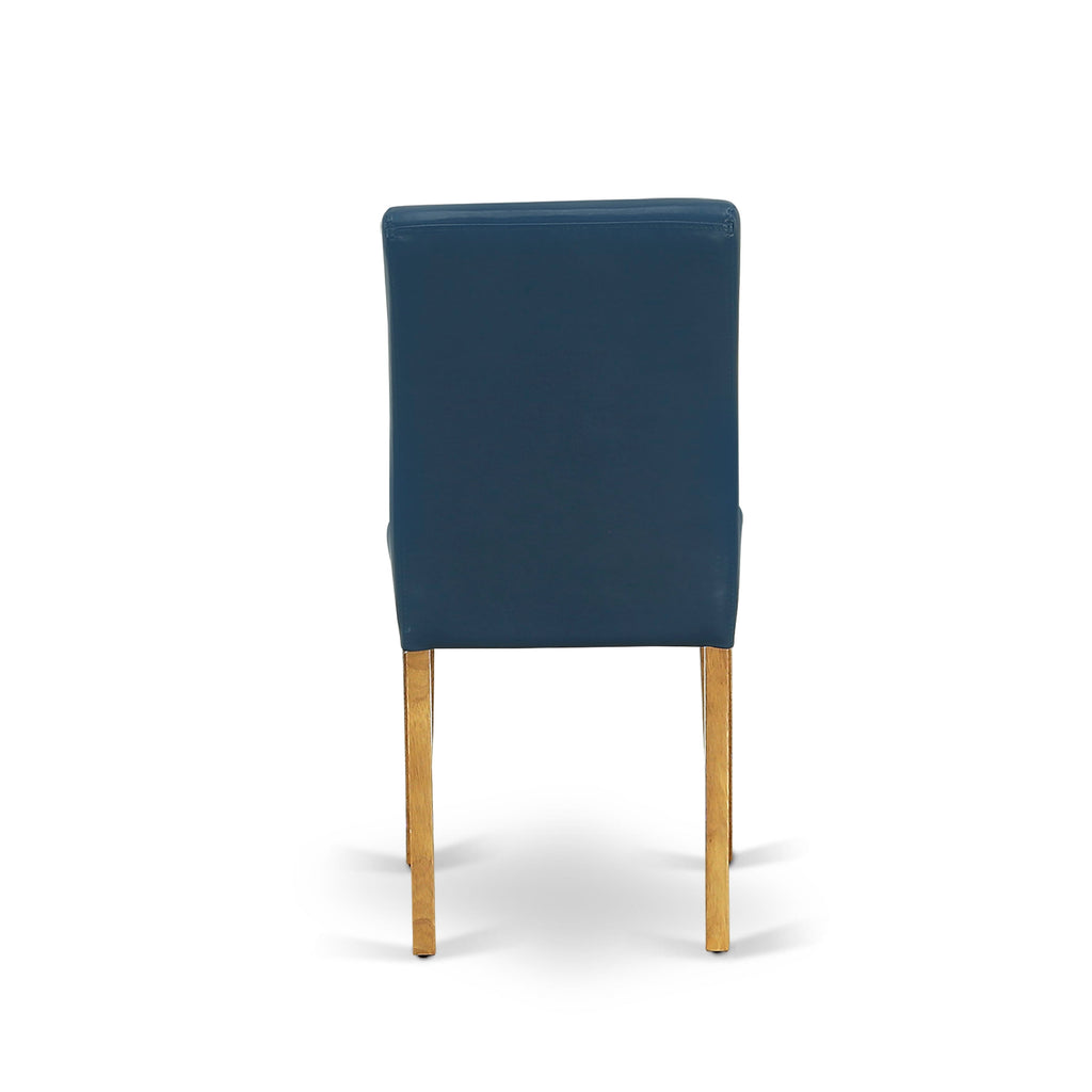 East West Furniture ABP4T55 Abbott Parson Kitchen Chairs - Oasis Blue Faux Leather Padded Dining Chairs